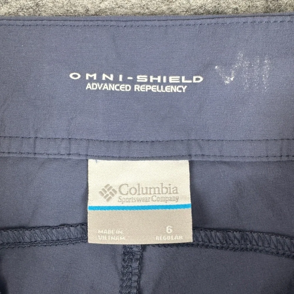 Columbia Omni-Shield Women 6 Regular Blue Hiking Flare Pants Water Repellent
